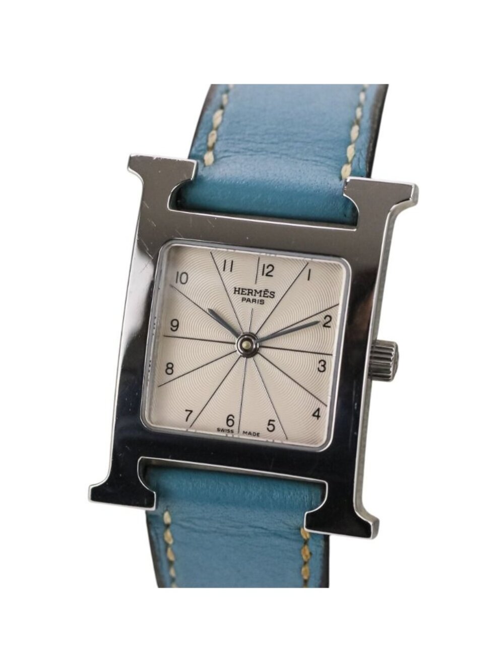 Hermes Watch White Dial Blue Silver Color